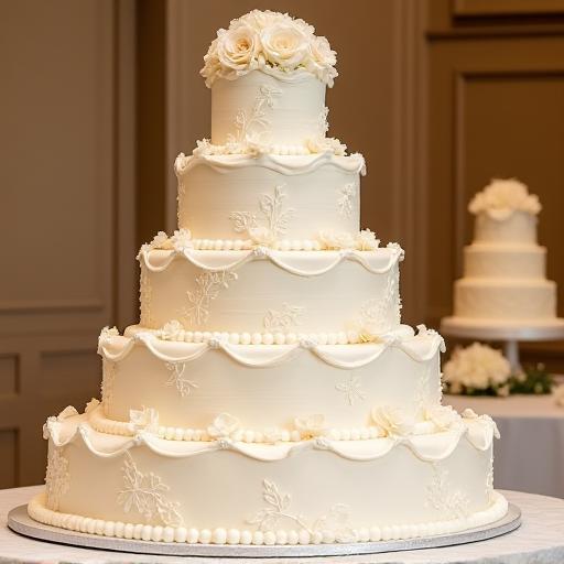 Multi-tiered wedding cake.